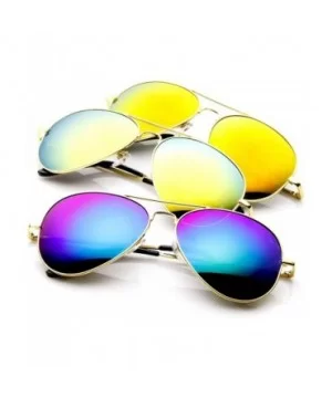 Classic Metal Frame Spring Hinges Color Mirror Lens Aviator Sunglasses 56mm - Gold Mixed (3-pack) - CA11DV2ZAUP $14.11 Aviator