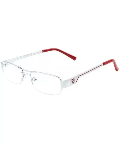 Khan Slim Half Rim Rectangular Luxury Sunglasses Clear Lenses - Silver Metallic & Red Frame - CP18XMNGDWG $10.41 Semi-rimless