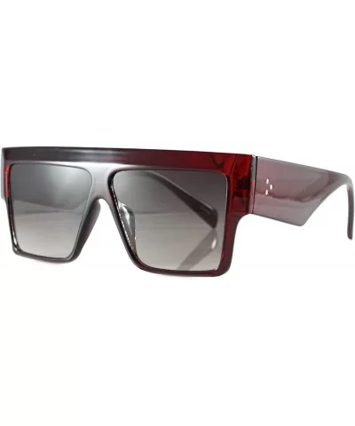 Mega Size Flat Top Bold Square Frame Sunglasses A263 - Red Black - CJ18Q27KM6I $6.85 Oversized