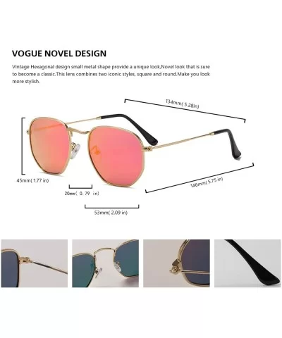 Hipster Hexagonal Polarized Sunglasses Men Women Geometric Square Small Vintage Metal Frame Retro Shade Glasses - CC18M26XWXU...