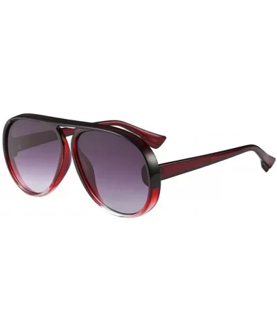 Womens Mens Oversized Cat Eye Sunglasses Outdoor Vintage Retro Shades - Wine Red Frame+gray Lens - CH18E5EXXT0 $5.94 Oversized