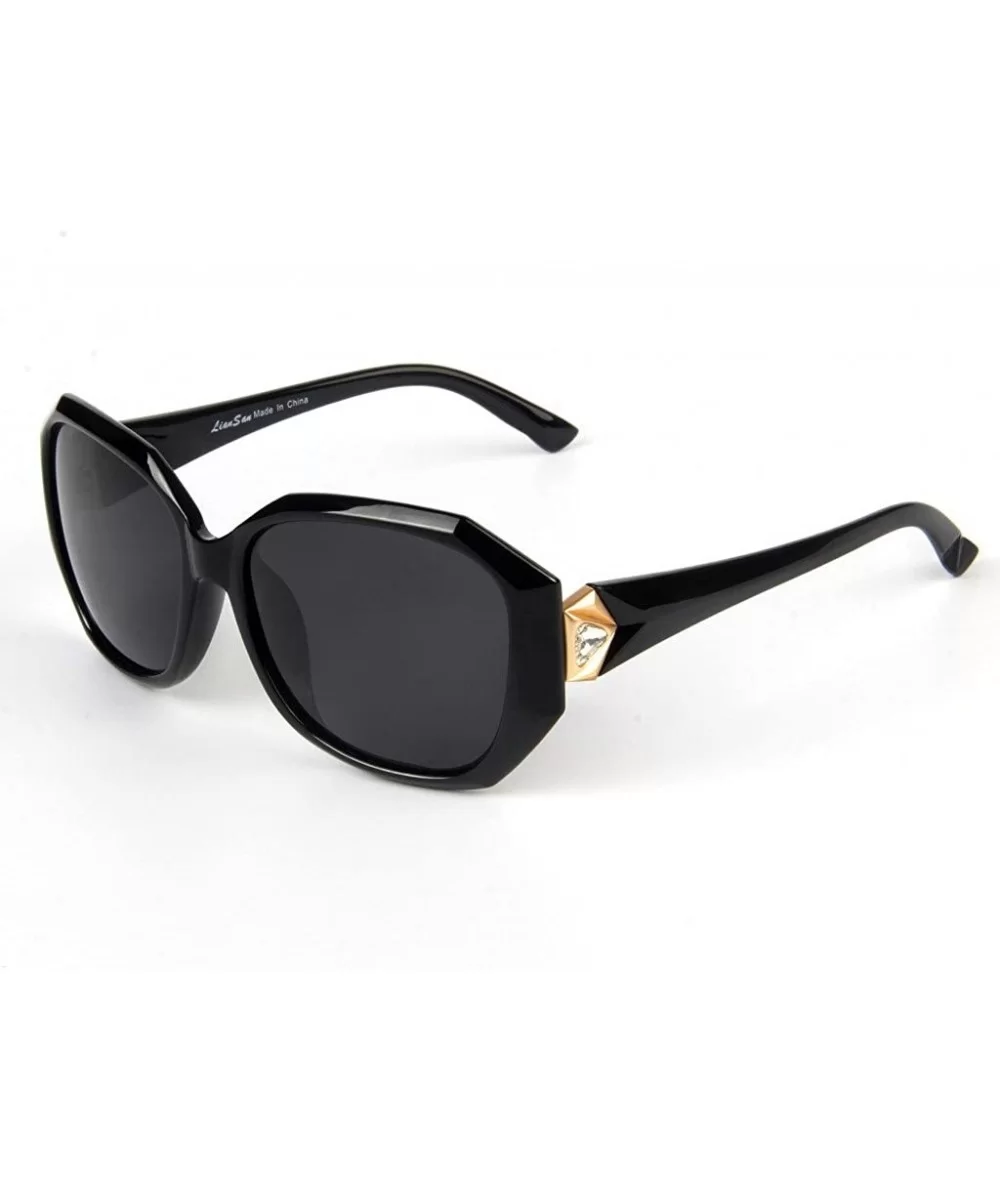 Women Sunglasses - Polarized Oversized with Rhinestone Classic Fashion PC Frame Black LSP6240 - CN17Y0I7GU8 $10.69 Oversized