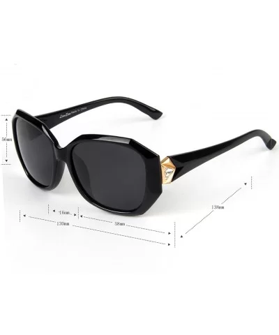 Women Sunglasses - Polarized Oversized with Rhinestone Classic Fashion PC Frame Black LSP6240 - CN17Y0I7GU8 $10.69 Oversized