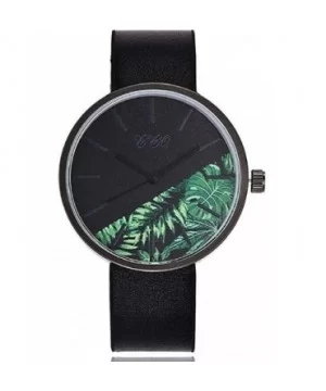 Women's Analog Quartz Watch- Unique Black PU Leather Strap with Colored Floral Round Dial - H - CD18SN3YS9D $7.40 Round