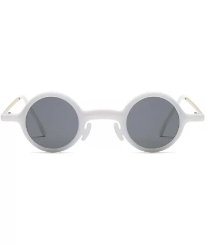 Small Sunglalsses Round for Men Women Hippie John Lennon Keyhole Circular Frame - White - CL18TG59Z5S $12.77 Semi-rimless