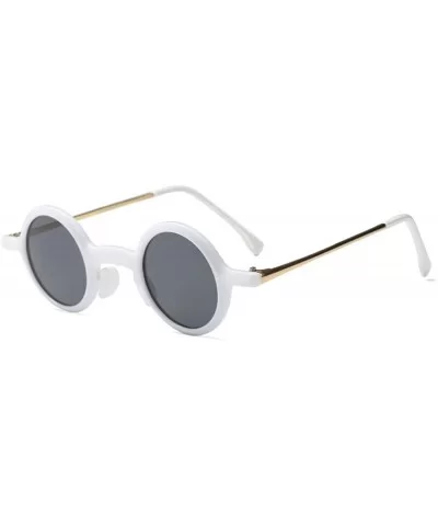 Small Sunglalsses Round for Men Women Hippie John Lennon Keyhole Circular Frame - White - CL18TG59Z5S $12.77 Semi-rimless