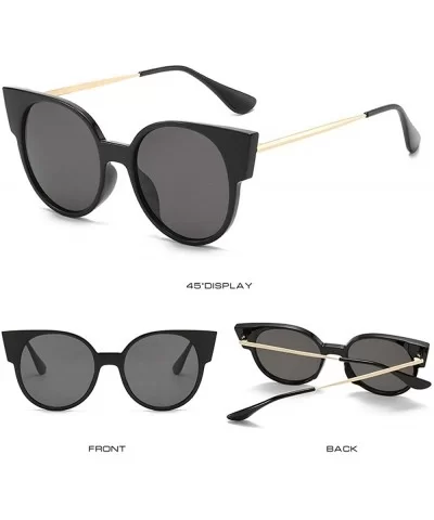 Vintage Cat Sunglasses Women Black Retro Brand Round Sun Glasses Female Eyewear Shades UV400 - Black - C71948OEUY5 $8.83 Round