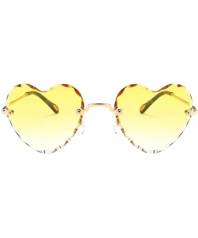 Women Stylish Heart Shaped RimlSunglasses Thin Metal Frame UV Protection Beach Vacation Festival Fishing - Yellow - CA198AHYY...