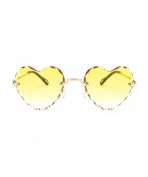 Women Stylish Heart Shaped RimlSunglasses Thin Metal Frame UV Protection Beach Vacation Festival Fishing - Yellow - CA198AHYY...