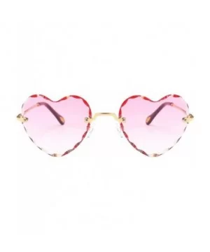 Women Stylish Heart Shaped RimlSunglasses Thin Metal Frame UV Protection Beach Vacation Festival Fishing - Yellow - CA198AHYY...