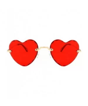 Women Stylish Heart Shaped RimlSunglasses Thin Metal Frame UV Protection Beach Vacation Festival Fishing - Yellow - CA198AHYY...