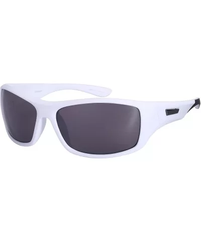 Sports Sunglasses with Flash Mirror Lens 5700056SF-FM - White - CU1256WQ3HR $7.29 Sport