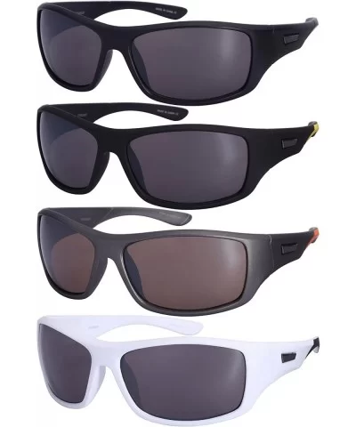 Sports Sunglasses with Flash Mirror Lens 5700056SF-FM - White - CU1256WQ3HR $7.29 Sport