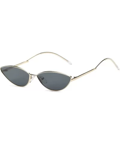 Metal Small Oval Round Cat Eye Fashion Sunglasses - Black - C618IO0XX94 $9.18 Cat Eye