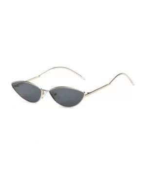 Metal Small Oval Round Cat Eye Fashion Sunglasses - Black - C618IO0XX94 $9.18 Cat Eye