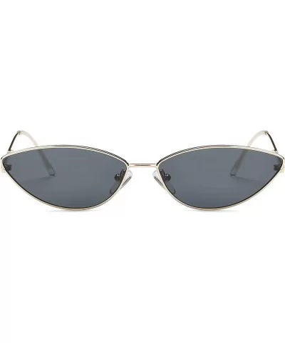 Metal Small Oval Round Cat Eye Fashion Sunglasses - Black - C618IO0XX94 $9.18 Cat Eye