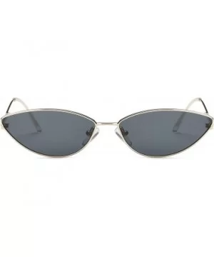 Metal Small Oval Round Cat Eye Fashion Sunglasses - Black - C618IO0XX94 $9.18 Cat Eye