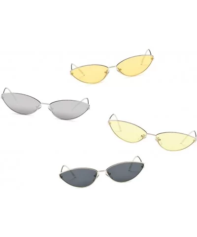 Metal Small Oval Round Cat Eye Fashion Sunglasses - Black - C618IO0XX94 $9.18 Cat Eye