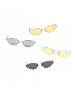 Metal Small Oval Round Cat Eye Fashion Sunglasses - Black - C618IO0XX94 $9.18 Cat Eye