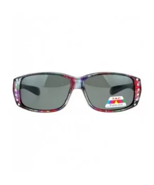 Womens Polarized Fit Over Glasses Sunglasses Rhinestones Floral Prints - Pink Floral - C5188ONGNTG $13.54 Rectangular