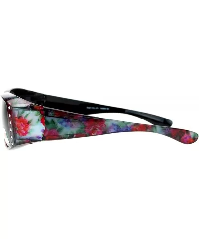 Womens Polarized Fit Over Glasses Sunglasses Rhinestones Floral Prints - Pink Floral - C5188ONGNTG $13.54 Rectangular