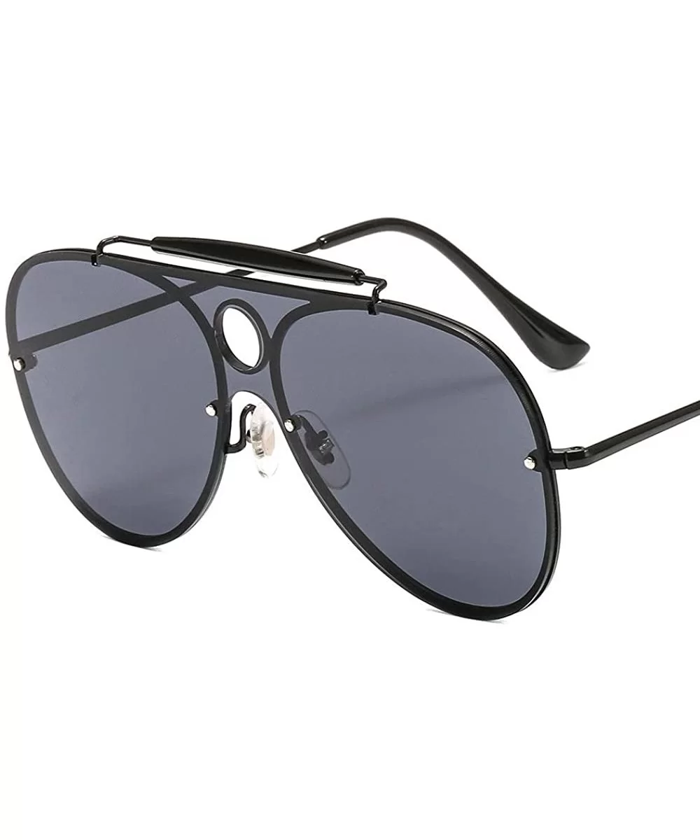 Oversize Sunglasses Reflective Glasses - Blakc&grey - CG192ZHXLEH $12.37 Oversized