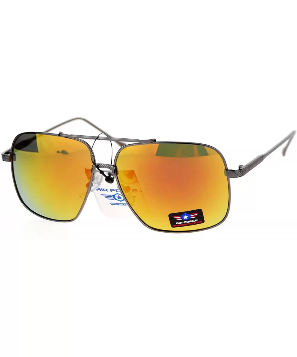 Air Force Sunglasses Unisex Retro Fashion Metal Square Aviators UV 400 - Gunmetal (Orange Mirror) - C6186UWSR6L $9.09 Square