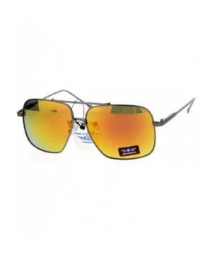 Air Force Sunglasses Unisex Retro Fashion Metal Square Aviators UV 400 - Gunmetal (Orange Mirror) - C6186UWSR6L $9.09 Square