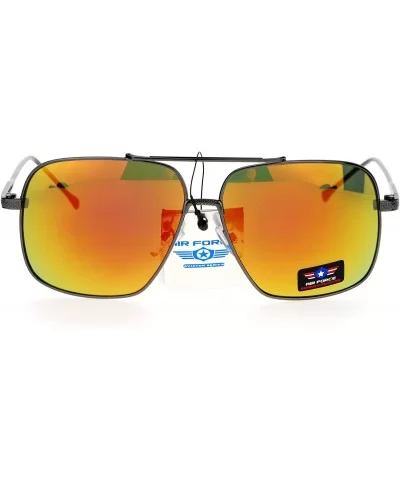 Air Force Sunglasses Unisex Retro Fashion Metal Square Aviators UV 400 - Gunmetal (Orange Mirror) - C6186UWSR6L $9.09 Square