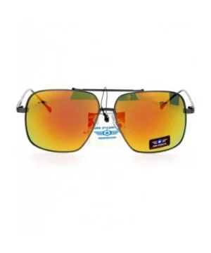 Air Force Sunglasses Unisex Retro Fashion Metal Square Aviators UV 400 - Gunmetal (Orange Mirror) - C6186UWSR6L $9.09 Square