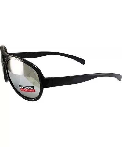 Aviator H Sunglasses Gloss Black Frames with Flash Mirror Lenses! - CZ120AMTF8V $16.62 Aviator