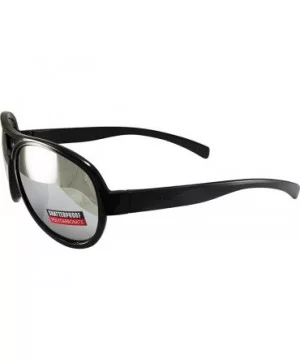 Aviator H Sunglasses Gloss Black Frames with Flash Mirror Lenses! - CZ120AMTF8V $16.62 Aviator