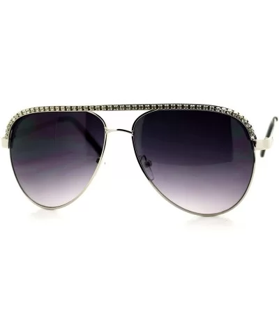 Rhinestone Top Aviator Sunglasses Womens Fashion Eyewear UV 400 - Silver - CE1896NZWTO $8.23 Aviator