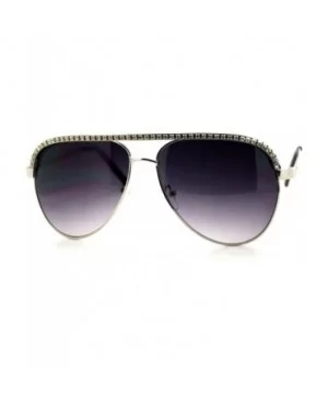 Rhinestone Top Aviator Sunglasses Womens Fashion Eyewear UV 400 - Silver - CE1896NZWTO $8.23 Aviator