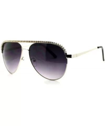 Rhinestone Top Aviator Sunglasses Womens Fashion Eyewear UV 400 - Silver - CE1896NZWTO $8.23 Aviator