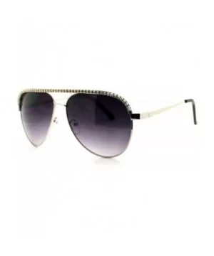 Rhinestone Top Aviator Sunglasses Womens Fashion Eyewear UV 400 - Silver - CE1896NZWTO $8.23 Aviator