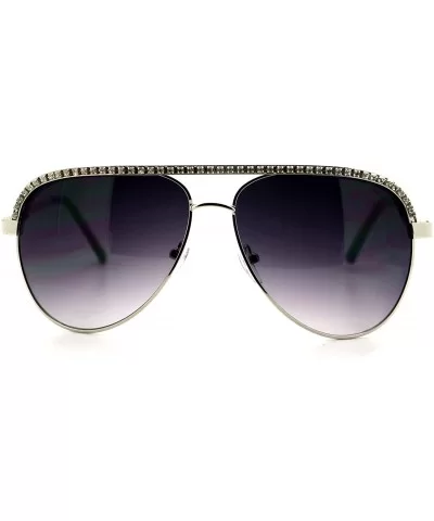 Rhinestone Top Aviator Sunglasses Womens Fashion Eyewear UV 400 - Silver - CE1896NZWTO $8.23 Aviator