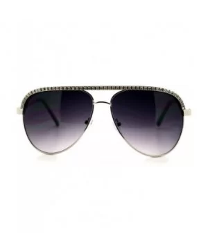 Rhinestone Top Aviator Sunglasses Womens Fashion Eyewear UV 400 - Silver - CE1896NZWTO $8.23 Aviator