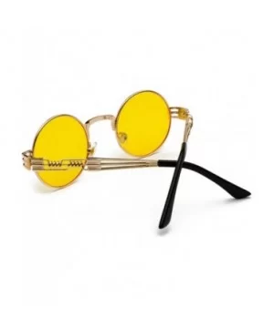 Vintage Round Sunglasses Men Black Retro Punk Sun Glasses Women Summer 2018 - Yellow - CO18E7N5DLL $9.43 Round