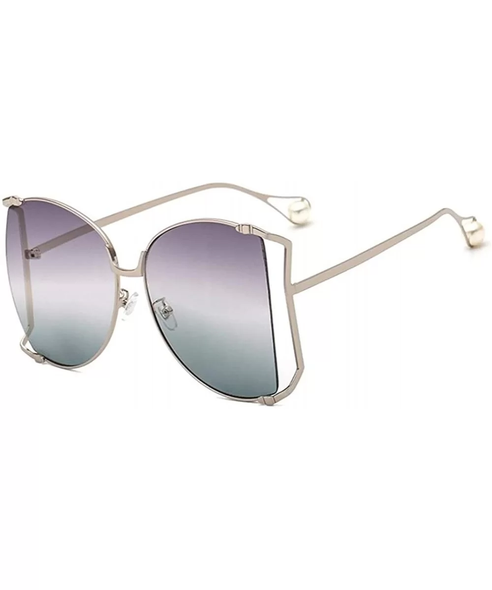 Trendy Oversized Sunglasses for Women Half Frame Shade UV Protection - C4 - CK190OHGL8R $7.14 Oversized