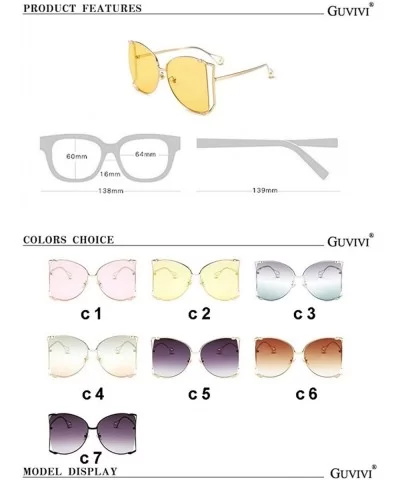 Trendy Oversized Sunglasses for Women Half Frame Shade UV Protection - C4 - CK190OHGL8R $7.14 Oversized