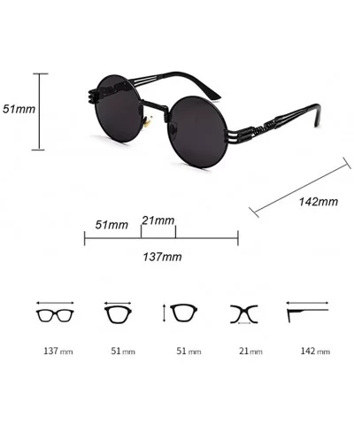 Vintage Round Sunglasses Men Black Retro Punk Sun Glasses Women Summer 2018 - Yellow - CO18E7N5DLL $9.43 Round