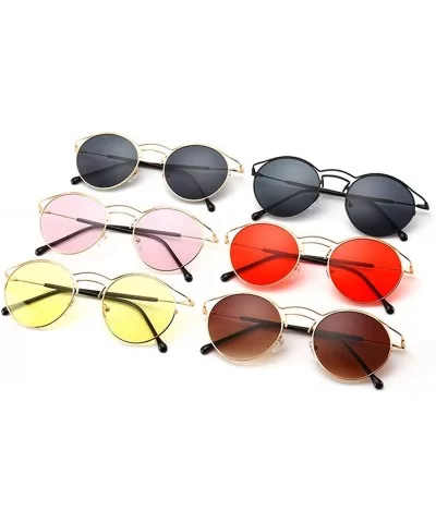 Vintage Sunglasses Trend Small Framed Glasses Craft Dazzle Sunglasses For Women - Gold Frame Marine Powder - CX18TNSKOH6 $8.4...