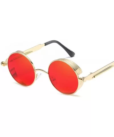 Round Metal Sunglasses Steampunk Men Women Fashion Glasses Er Retro Vintage UV400 - Silver Silver - CH198AHRTYN $29.68 Goggle