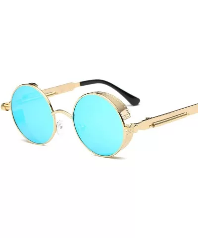 Round Metal Sunglasses Steampunk Men Women Fashion Glasses Er Retro Vintage UV400 - Silver Silver - CH198AHRTYN $29.68 Goggle