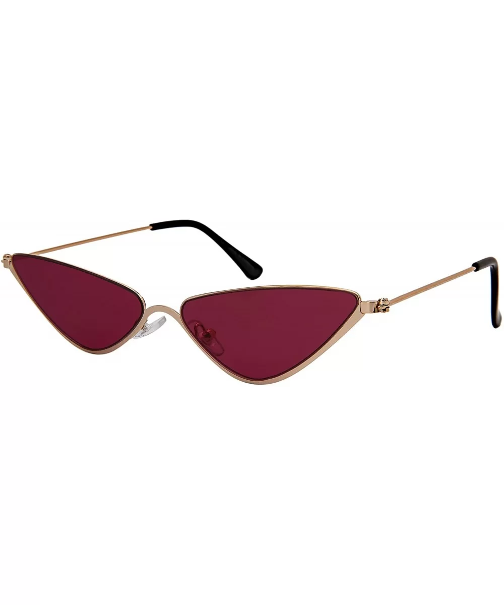 Metal Oversized Cateye Women Sunglasses Flat Tinted Lens 3193-FLSD - Gold Frame/Red Lens - CF18G5Z7GSM $7.34 Rimless