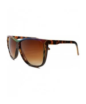 Hip Hop Sunglasses Rainbow Accents Oversized Square Frame Mens Womens - Tortoise & Brown - CO18SY52WYK $11.31 Oversized