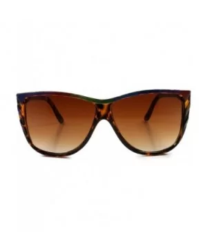 Hip Hop Sunglasses Rainbow Accents Oversized Square Frame Mens Womens - Tortoise & Brown - CO18SY52WYK $11.31 Oversized