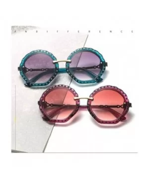 Oversized Sunglasses for Women Round Frame with Rhinestone Gradient Lens UV Propection - C6 Pink Pink - C8190HGEUCQ $6.76 Round