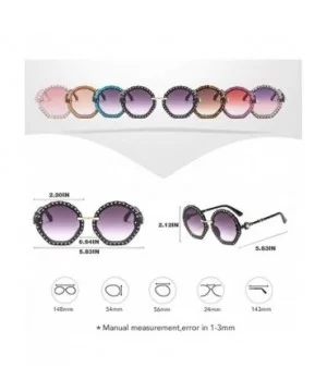 Oversized Sunglasses for Women Round Frame with Rhinestone Gradient Lens UV Propection - C6 Pink Pink - C8190HGEUCQ $6.76 Round